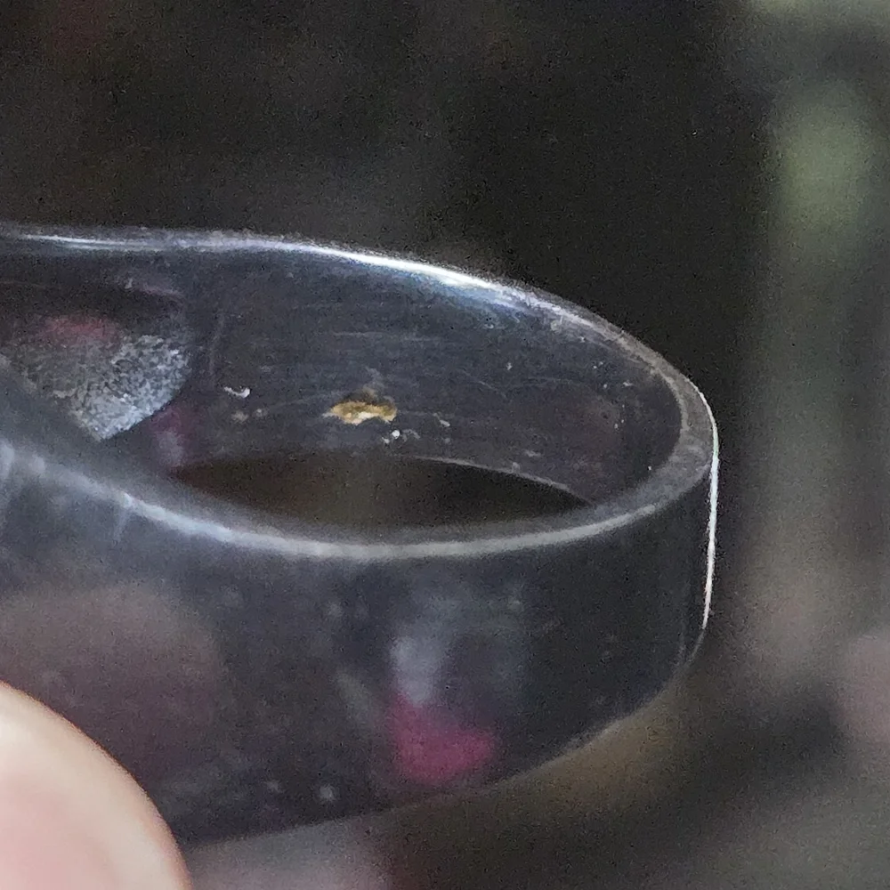 Coral Fossil Stone sterling rhodium & gold Ring sz9 - Picture 8 of 8